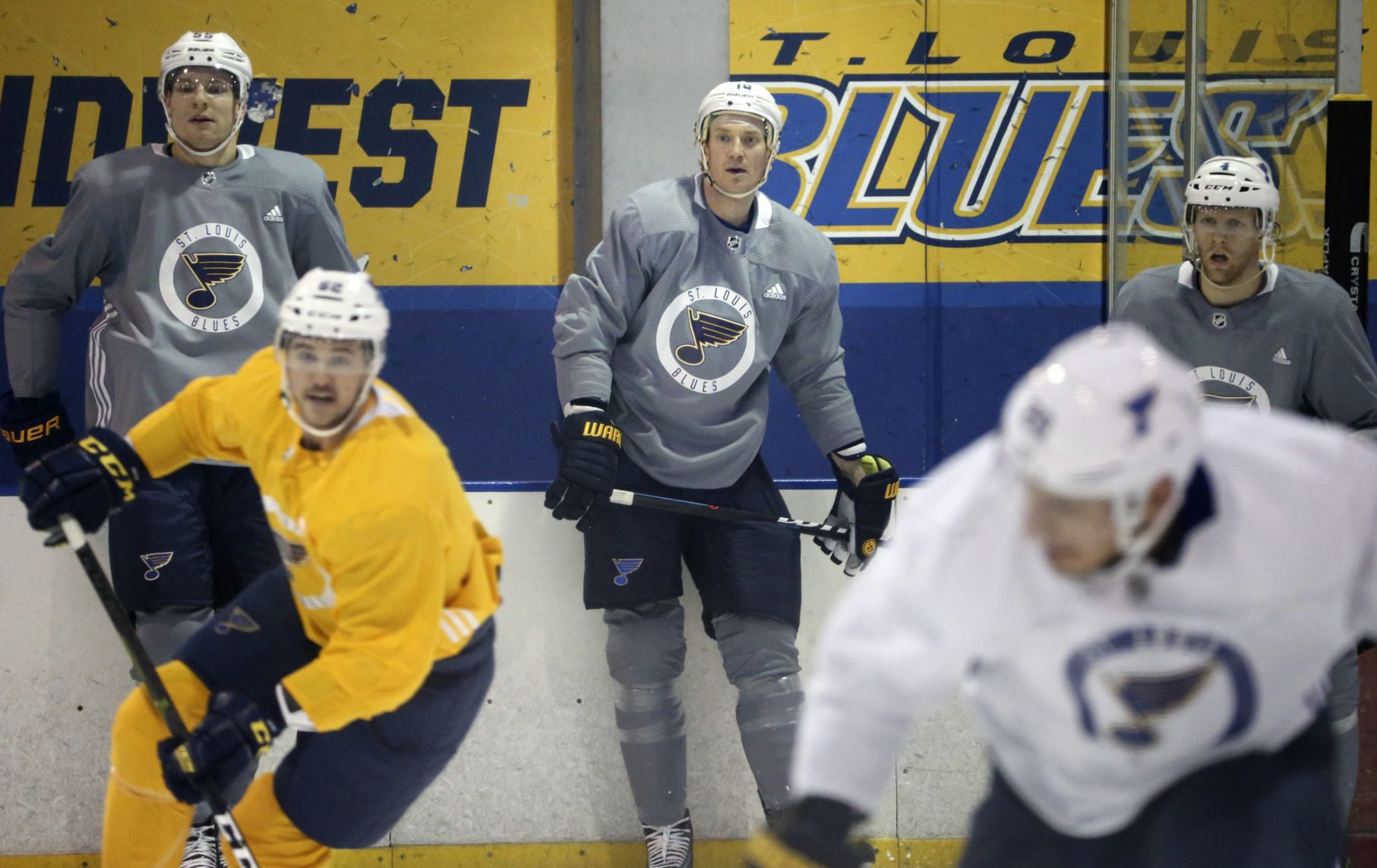 Blues practice before playoffs